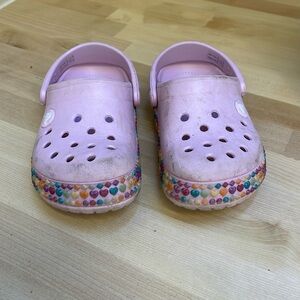 Light pink Crocs with gems, toddler girl